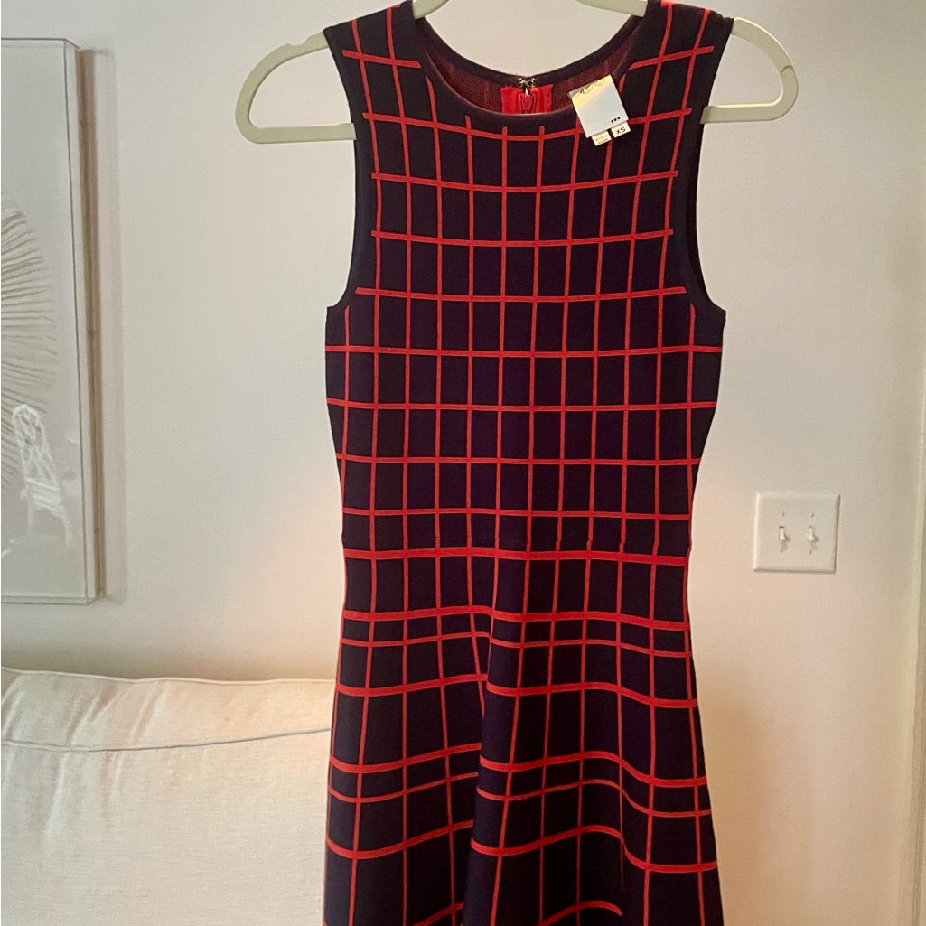 Ali Ro Navy And Red Knit Fit And Flare Dress Size Xs